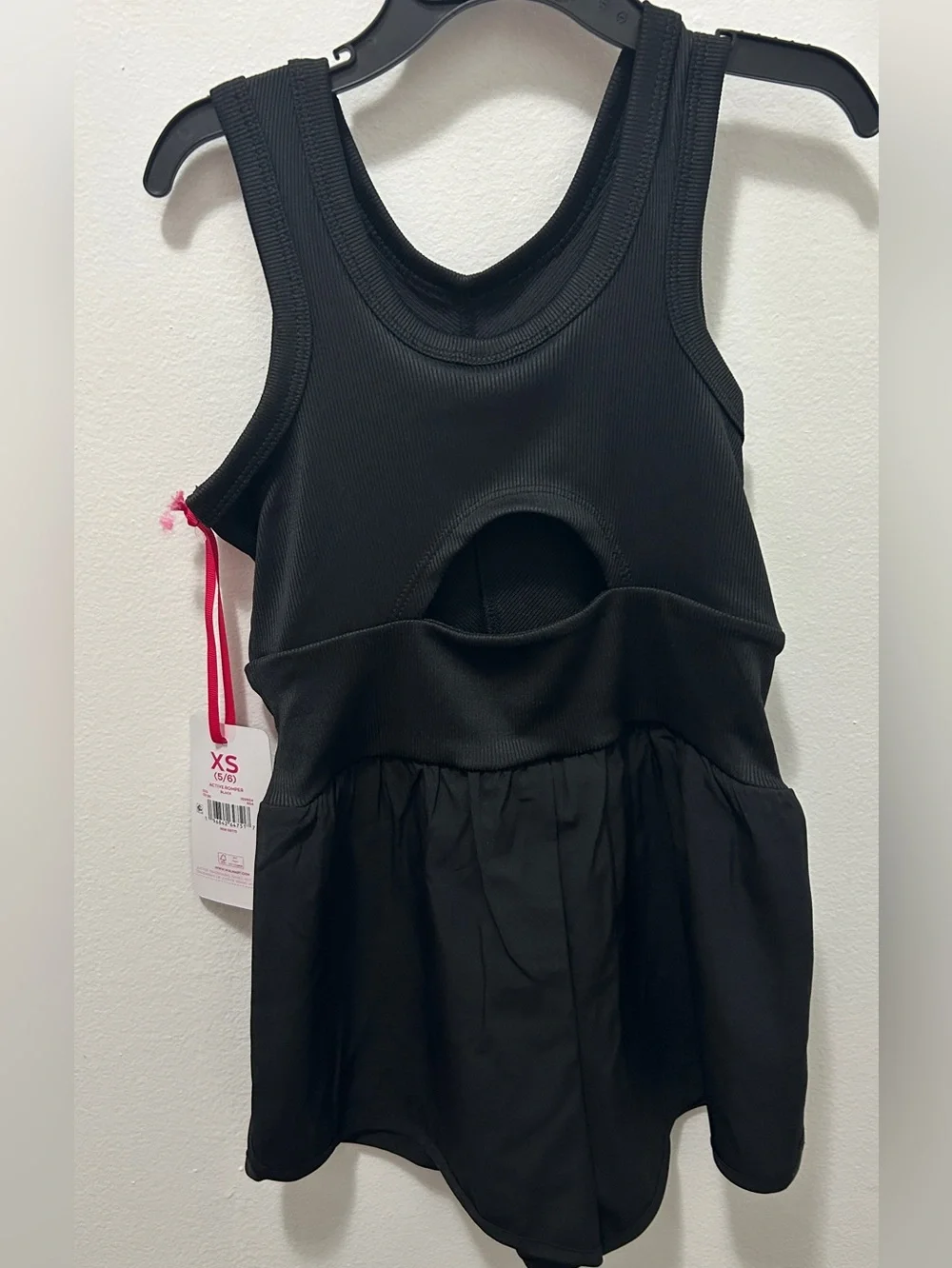 Justice Girls Black Athletic Romper S 7/8 NWT Cutout Back Activewear